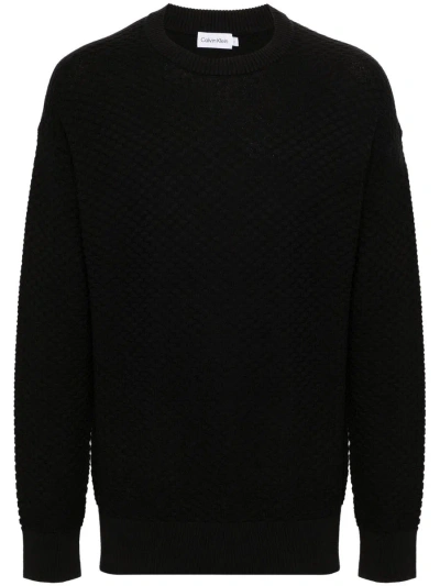 Calvin Klein Texture Crew Neck Sweater Clothing In Black