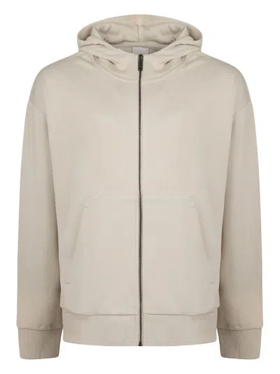 Calvin Klein Texture Embroid Logo Zip Hoodie Clothing In Beige