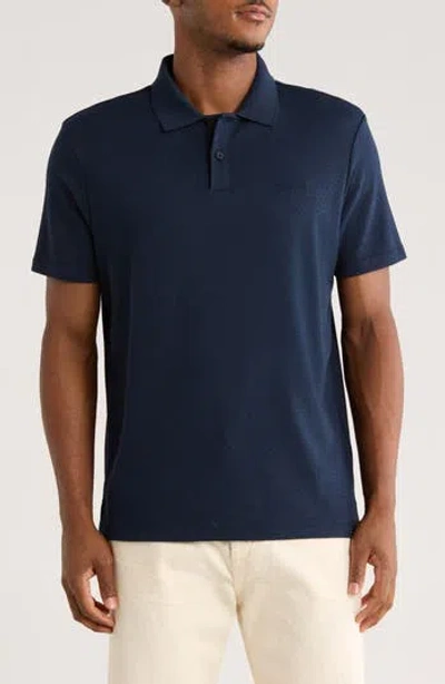 Calvin Klein Textured Jacquard Knit Polo In Blue