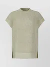 Calvin Klein Textured Knit Sweater Top In Gray
