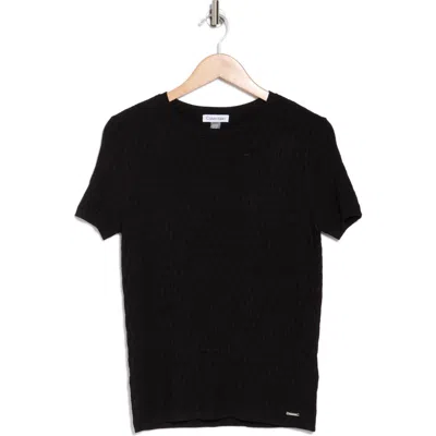 Calvin Klein Textured Short Sleeve Sweater In Black