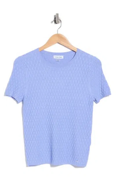 Calvin Klein Textured Short Sleeve Sweater In Blue