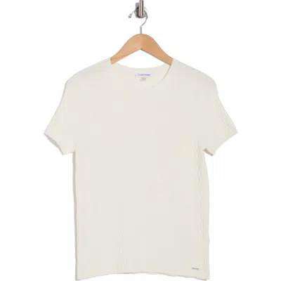 Calvin Klein Textured Short Sleeve Sweater In Cream