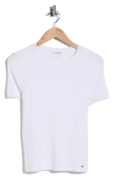 Calvin Klein Textured Short Sleeve Sweater In White