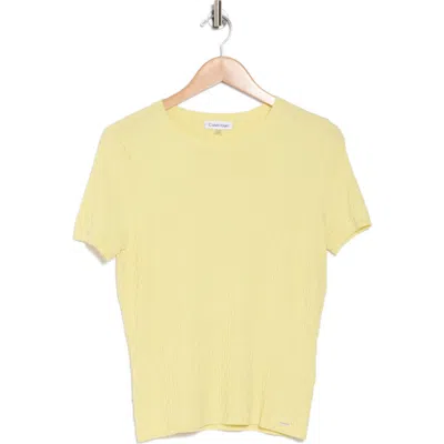 Calvin Klein Textured Short Sleeve Sweater In Pale Citrine