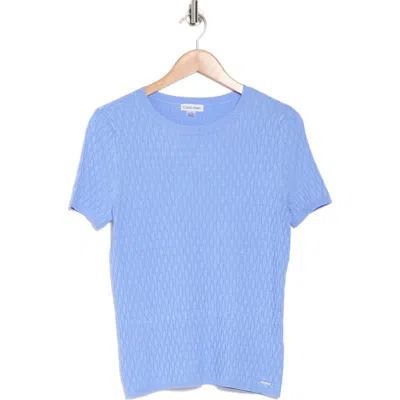 Calvin Klein Textured Short Sleeve Sweater In Spring Blue