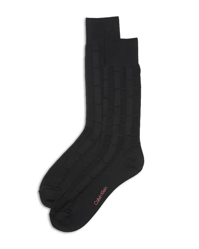 Calvin Klein Textured Stripe Dress Crew Socks In Black
