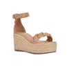 Calvin Klein Thea Womens Faux Leather Sandal Wedge Heels In Beige