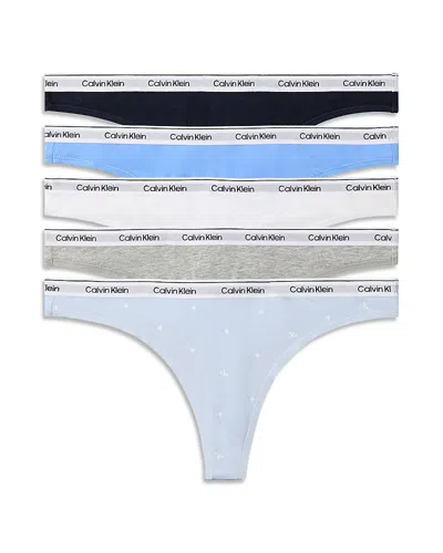Calvin Klein Assorted 5-pack Cotton Blend Thongs In Multi