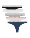 Calvin Klein Thongs, Pack Of 5 In Multi