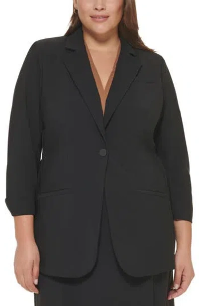 Calvin Klein Three-quarter Sleeve Sport Coat In Black