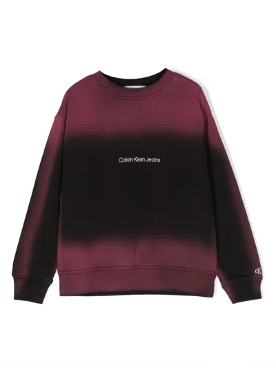 Calvin Klein Kids' Tie-dye Cotton Sweatshirt In Black