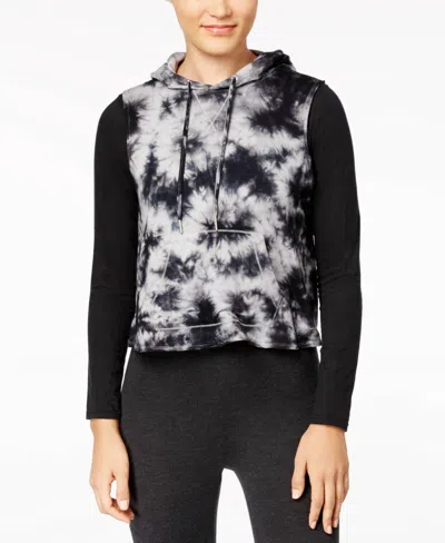 Calvin Klein Tie Dyed Cropped Sleeveless Hoodie In Black Combo In Multi