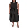 Calvin Klein Tie Scuba Crepe Midi Dress In Black