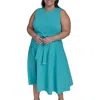 Calvin Klein Tie Scuba Crepe Midi Dress In Lake