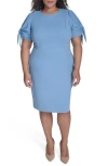 Calvin Klein Tie Short Sleeve Sheath Dress In Bayou