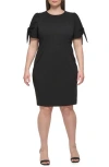 Calvin Klein Tie Short Sleeve Sheath Dress In Black
