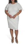Calvin Klein Tie Short Sleeve Sheath Dress In Cream