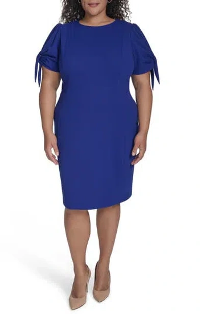 Calvin Klein Tie Short Sleeve Sheath Dress In Ultramarine