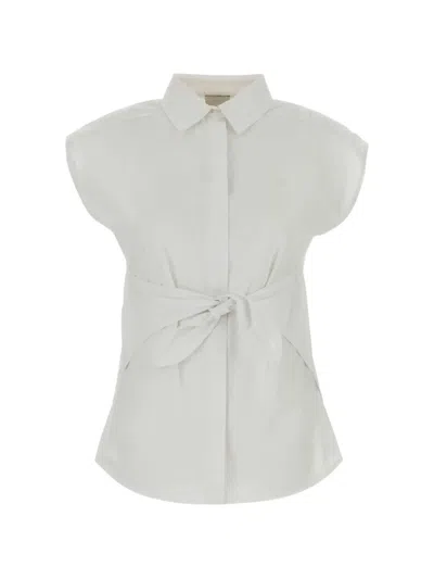 Calvin Klein Tie-waist Poplin Shirt In White