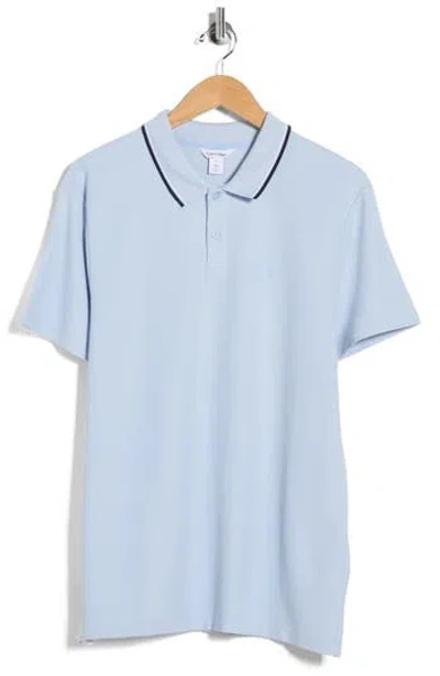 Calvin Klein Tipped Collar Cotton Blend Polo In Blue