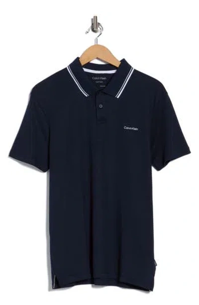 Calvin Klein Tipped Cotton Knit Polo In Black