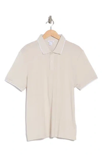 Calvin Klein Tipped Cotton Piqué Polo In Moonbeam