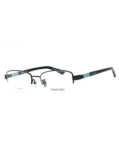 Calvin Klein Titanium Mini Rectangular Eyeglasses In Blue