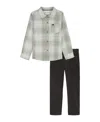 Calvin Klein Toddler And Little Boys (2t-7) 2-piece Plaid Shirt And Corduroy Pants Set In Gray
