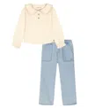 Calvin Klein Toddler And Little Girls 2-piece Collared Top And Pant Set In Multi