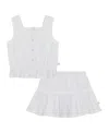 Calvin Klein Toddler And Little Girls 2-piece Crochet Trim Seersucker Skort Set In Marshmallow