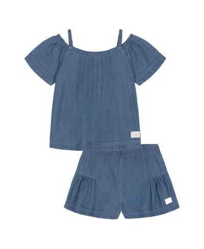 Calvin Klein Kids' Toddler And Little Girls 2-piece Denim Top And Skort Set