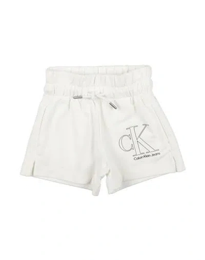 Calvin Klein Babies'  Toddler Girl Shorts & Bermuda Shorts White Size 4 Cotton, Elastane