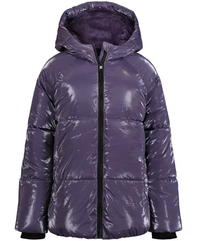 Calvin Klein Kids' Toddler Girls Liquid Shine Puffer Jacket In Purple Plumeria