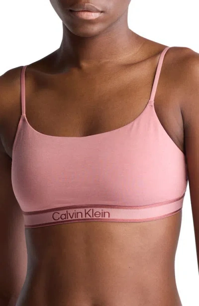 Calvin Klein Tonal Logo Organic Cotton Blend Bra In Red /apple Butter Logo