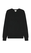 Calvin Klein Tonal Logo Smooth Cotton Crewneck Sweater In Black