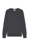 Calvin Klein Tonal Logo Smooth Cotton Crewneck Sweater In Ebony