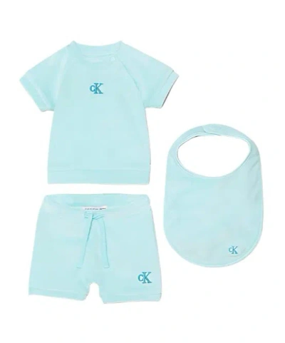 Calvin Klein Top And Shorts Bib Set In Blue