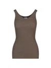 Calvin Klein Ribbed Scoop Neck Stretch Fit Top In Brown