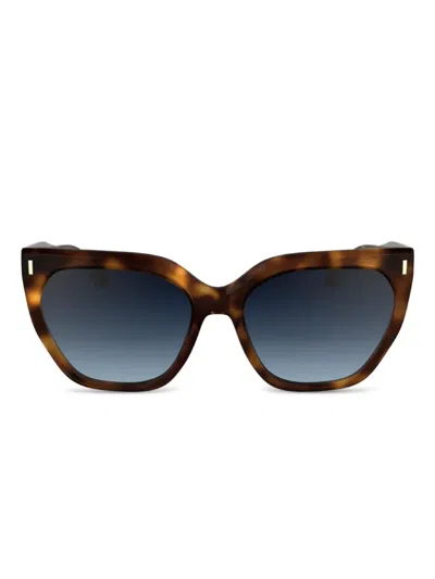 Calvin Klein Tortoiseshell Cat Eye-frame Sunglasses In Brown