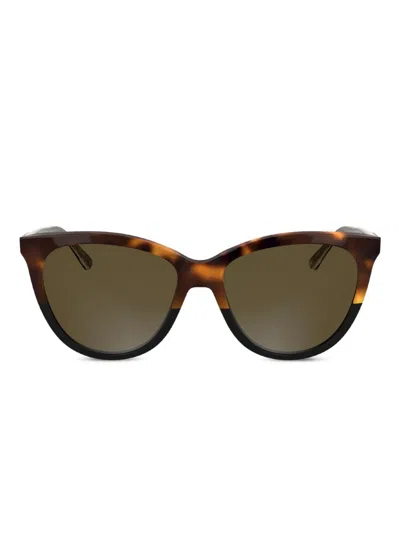 Calvin Klein Tortoiseshell Cat-eye Sunglasses In Brown