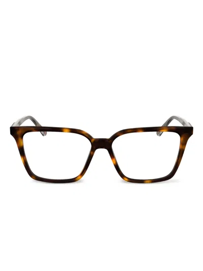 Calvin Klein Tortoiseshell Squared Glasses In Brown