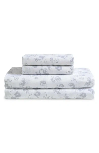 Calvin Klein Tossed Micro Floral 300 Thread Count Sateen Sheet Set In Gray