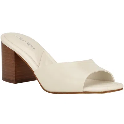 Calvin Klein Toven Womens Padded Insole Slip On Block Heel In White