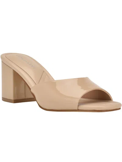 Calvin Klein Toven Womens Square Toe Slide On Block Heel In Brown
