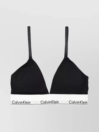 Calvin Klein Triangle Lined Lightly Straps Elastic Band In Black