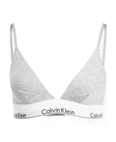 Calvin Klein Modern Triangle Stretch Cotton-blend Bra In Grey Heather