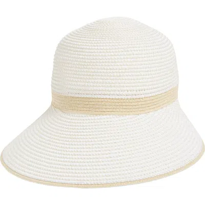 Calvin Klein Tri-color Texture Raffia Straw Reader Hat In Red
