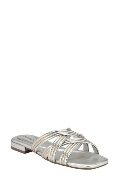 Calvin Klein Trivy Slide Sandal In Metallic