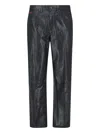 Calvin Klein Leather Texture Straight Trousers Pockets In Black